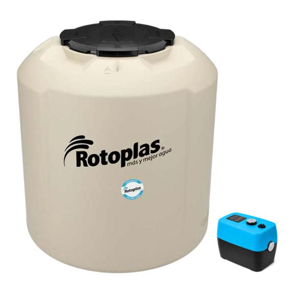 TINACO PLUS VERTICAL 1100L DE POLIETILENO CON TAPA Y ACCESORIOS + BOMBA INTELIGENTE 1/2 HP