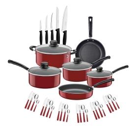 Bateria de cocina Tramontina resistente 39 piezas roja