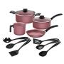 Bateria de cocina Tramontina práctica 12 piezas rosa