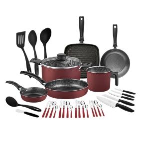 Bateria de cocina Tramontina práctica 41 piezas roja