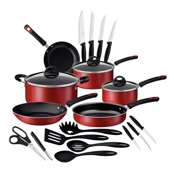 Bateria de cocina Tramontina Aluminio 2.5 mm alta gama 22 piezas roja
