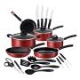 Bateria de cocina Tramontina Aluminio 2.5 mm alta gama 22 piezas roja