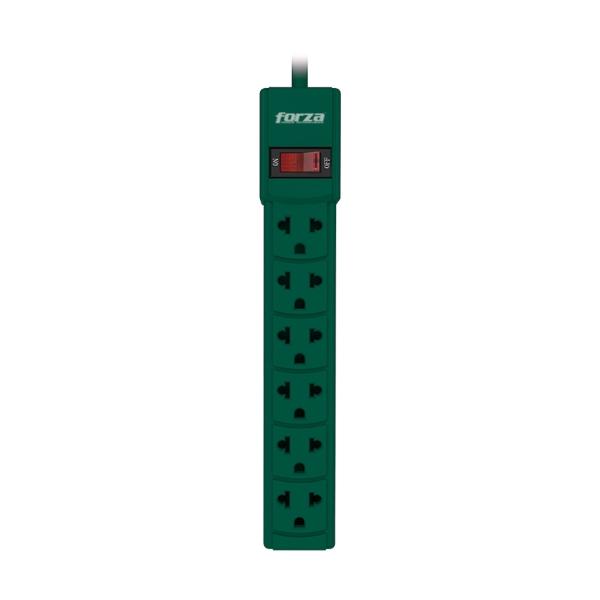 REGLETA 6 CONTACTOS UNIVERSALES 110/220 V VERDE