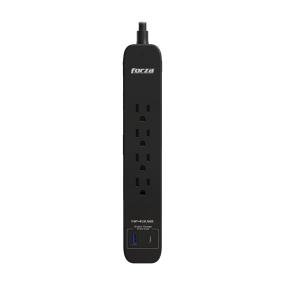 REGLETA CON PROTECTOR 4 CONTACTOS USB-A USB-C NEGRO