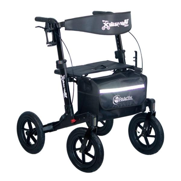 ANDADERA XTREME ROLLATOR DE ALUMINIO CON BOLSA PORTAOBJETOS, COLOR NEGRO OBSIDIANA