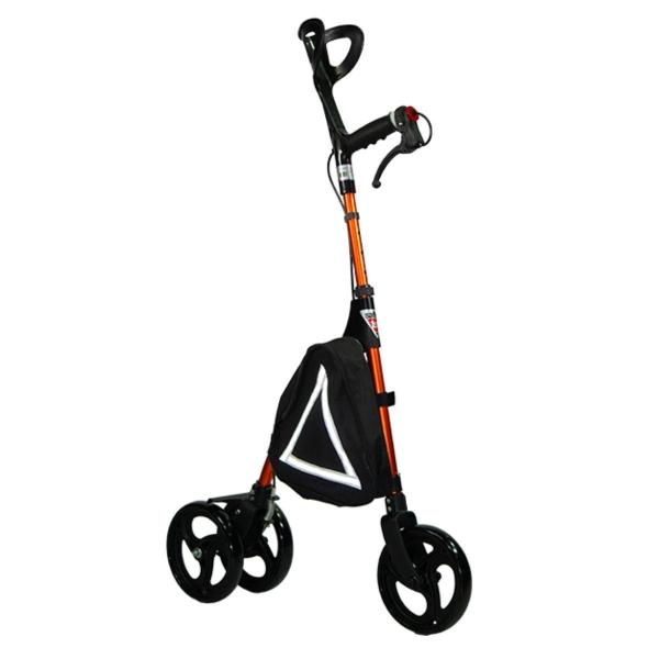 MULETA HÍBRIDA RODANTE PLEGABLE DE ALUMINIO CON SISTEMA DE FRENOS, 3 RUEDAS DE 8" NARANJA METÁLICO