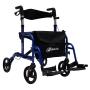 ANDADERA ROLLATOR PLEGOO TRAVEL DE ALUMINIO CON DESCANSAPIÉS, PLEGABLE COLOR AZUL ATLÁNTICO