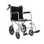 SILLA DE RUEDAS DE ALUMINIO TIPO TRASLADO DE LUJO, RUEDAS TRASERAS 12" CON FRENO
