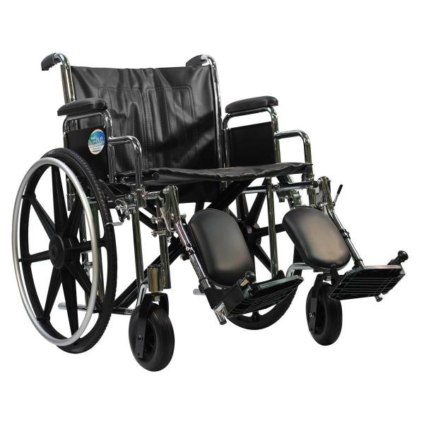 SILLA DE RUEDAS MOVILI EXTRA ANCHA 22", BRAZOS Y ELEVAPIERNAS DESMONTABLES