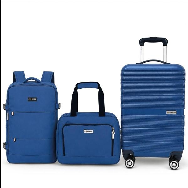 SET DE MALETA 20 PULGADAS BACKPACK Y NECESER 15 PULGADAS CHICAGO AZUL COMPASS