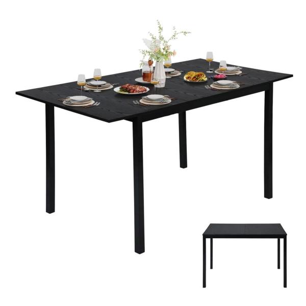 MESA DE COMEDOR BARI NEGRO 120-160 X 80 X 75 CM