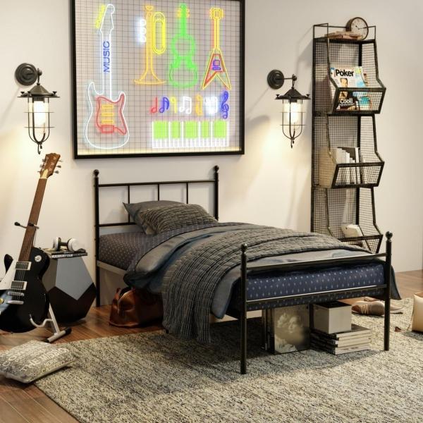 CAMA INDIVIDUAL LOVISA NEGRO 198 X 98.5 X 96 CM