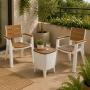 SET DOS SILLAS Y MESA HIELERA PARA JARDÍN POLIPROPILENO UV BLANCO / CARAMELO 3 PIEZAS