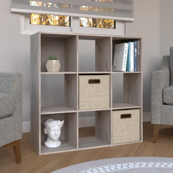 ORGANIZADOR MULTIFUNCIONAL 9 CUBOS 90 X 90 X 30 CM MELAMINA GREIGE