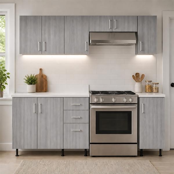 COCINA INTEGRAL MERIDA 2.40 M 5 MÓDULOS PVC VINTAGE BROWN
