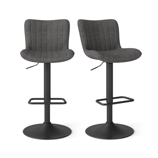 BANCOS PARA BARRA DE COCINA ALTURA AJUSTABLE GRIS 2 PIEZAS