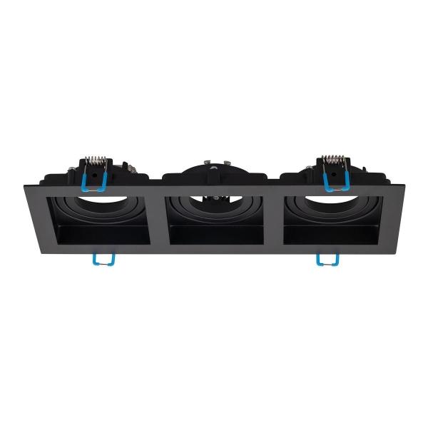 LUMINARIO DE TECHO EMPOTRABLE DIRIGIBLE RECTANGULAR PARA 3 LÁMPARAS LED MR16 GX5.3 24 W NEGRO