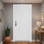 PUERTA DE SEGURIDAD CON 11 PASADORES Y CERRADURA TRADICIONAL 95X205 APERTURA REVERSIBLE COLOR BLANCO