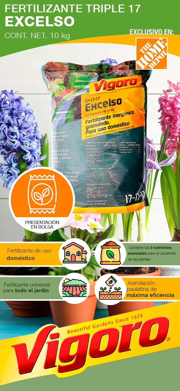 FERTILIZANTE INORGÁNICO GRANULADO 17-17-17 EXCELSO DE 10 KG CAFÉ VIGORO |  The Home Depot México