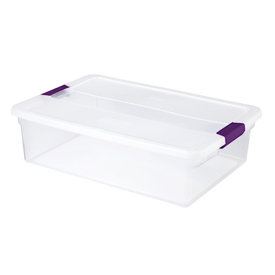 Jms ® 32 litros debajo de la cama Almacenamiento De Plástico Caja Transparente Con Tapa Transparente-Juego de 10 