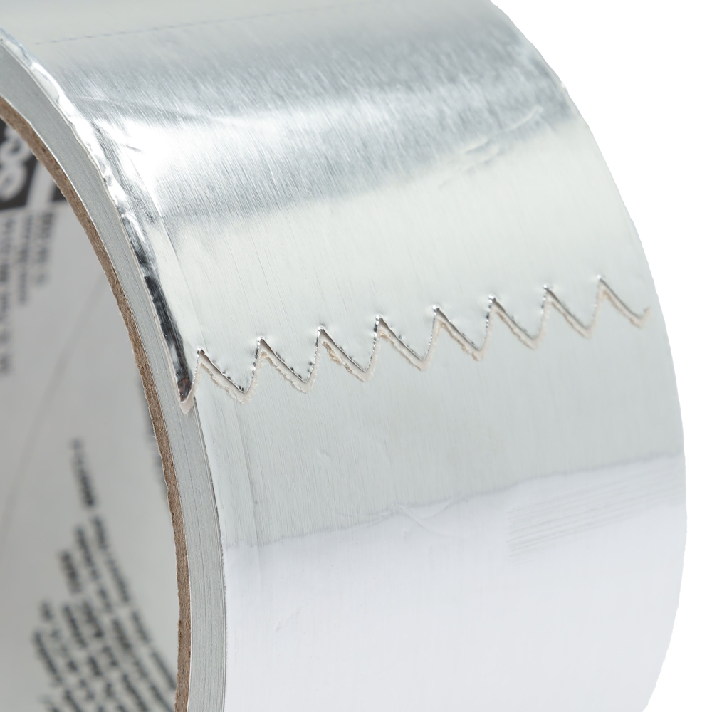 Cinta de papel de aluminio de 2.8 mil, adhesivo acrílico con forro (45012B)  (tamaño: 4 pulgadas (3.780 in) x 50 yardas, 1 rollo, plata