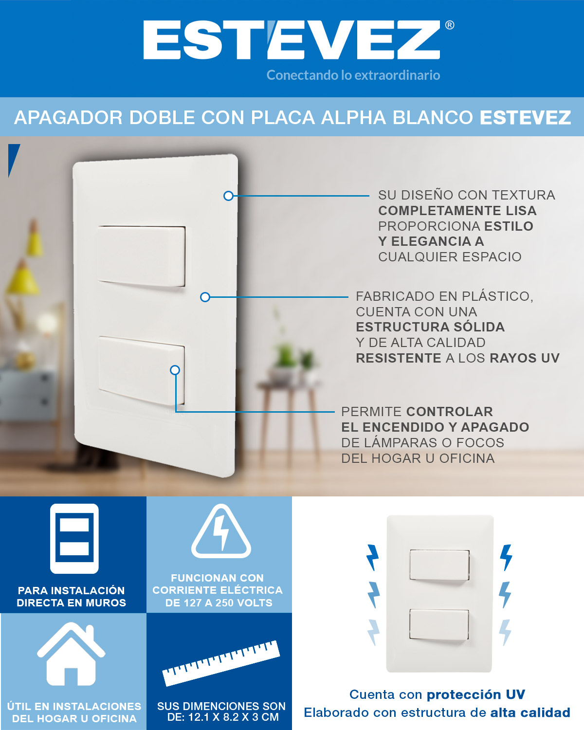 APAGADOR SENCILLO CON PLACA BLANCO 2 PIEZAS | The Home Depot México