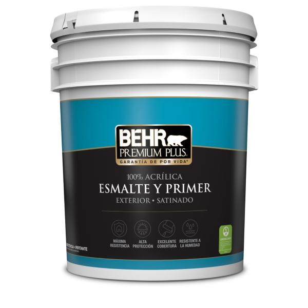 ESMALTE BEHR PREMIUM PLUS SATINADO BASE BLANCO ULTRA PURO DE 18.9 L