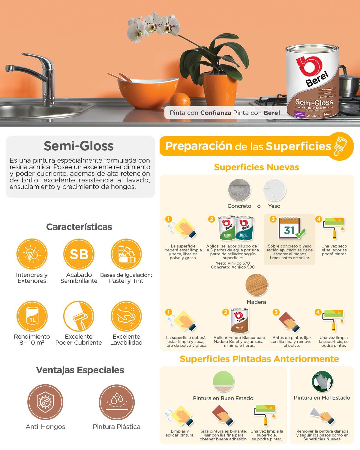 PINTURA ACRÍLICA PARA INTERIOR Y EXTERIOR BEREL SE | The Home Depot México