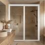 CANCEL PARA BAÑO 121 A 125 X 185 CM RECTANGULAR PLÁSTICO BLANCO DOBLE CORREDIZO