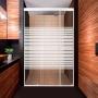 CANCEL PARA BAÑO 186 A 190 X 187 CM RECTANGULAR CRISTAL TEMPLADO BLANCO FIJO Y DOBLE CORREDIZO