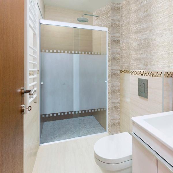 CANCEL PARA BAÑO 116 A 120 X 187 CM RECTANGULAR CRISTAL TEMPLADO BLANCO DOBLE CORREDIZO