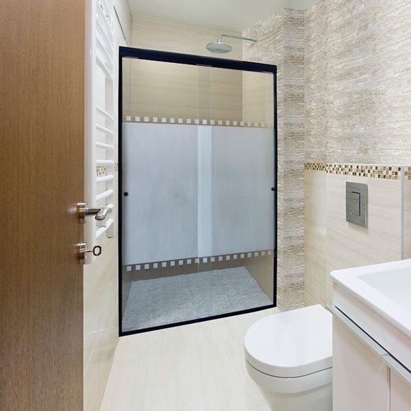 CANCEL PARA BAÑO 116 A 120 X 187 CM RECTANGULAR CRISTAL TEMPLADO NEGRO DOBLE CORREDIZO