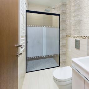 CANCEL PARA BAÑO 116 A 120 X 187 CM RECTANGULAR CRISTAL TEMPLADO NEGRO DOBLE CORREDIZO