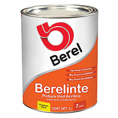 berelinte pintura vinil acrílica interior y exterior berel berelinte 7 de 1 litro mate