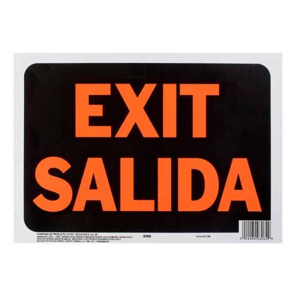 LETRERO DE PLÁSTICO PARA PARED SALIDA 21.5 X 30.5 CM