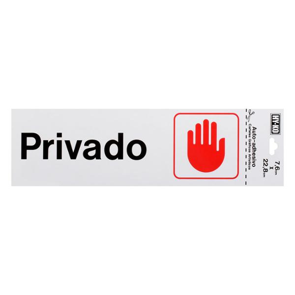 LETRERO DE PLÁSTICO PARA PARED PRIVADO 7.6 X 22.8 CM
