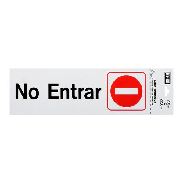 LETRERO DE PLÁSTICO PARA PARED NO ENTRAR 7.6 X 22.8 CM