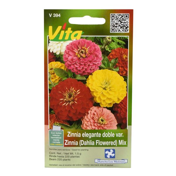 SEMILLAS DE ZINNIA ELEGANTE DOBLE 1.5 GR MULTICOLOR VÍTA