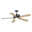 VENTILADOR DE TECHO SOUTHWIND MAPLE/NEGRO 52" CON 1 LUZ Y 5 ASPAS REVERSIBLES