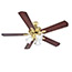 VENTILADOR DE TECHO GLENDALE LATÓN 52" CON 3 FOCOS Y 5 ASPAS REVERSIBLES