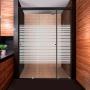 CANCEL PARA BAÑO 161 A 165 X 187 CM RECTANGULAR CRISTAL TEMPLADO NEGRO FIJO Y DOBLE CORREDIZO