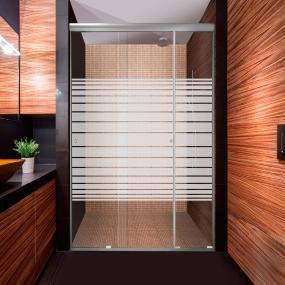 CANCEL PARA BAÑO 161 A 165 X 187 CM RECTANGULAR CRISTAL TEMPLADO PLATA FIJO Y DOBLE CORREDIZO