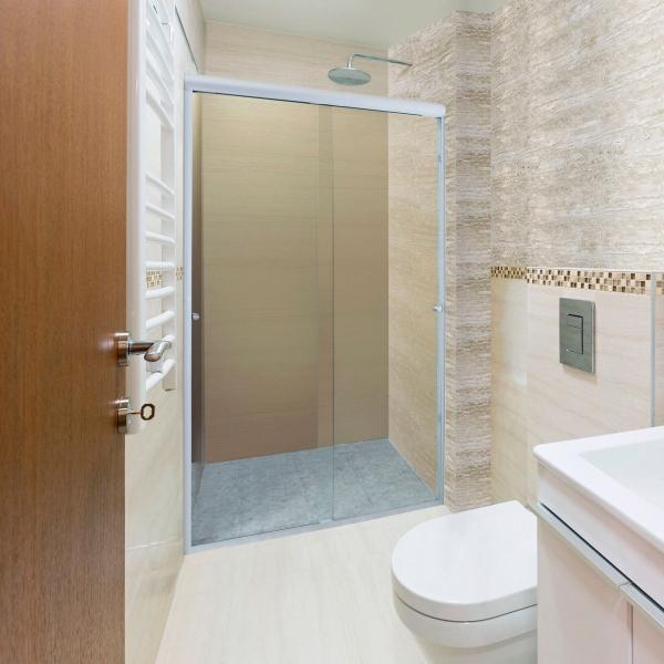 CANCEL PARA BAÑO 136 A 140 X 187 CM RECTANGULAR CRISTAL TEMPLADO PLATA DOBLE CORREDIZO