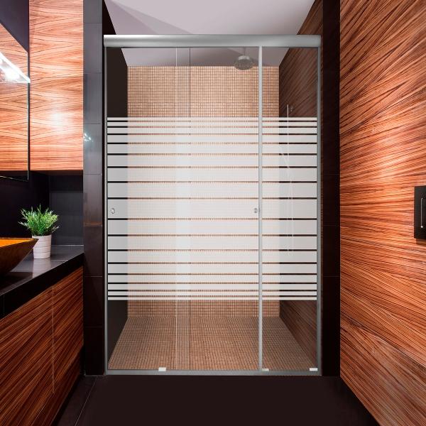 CANCEL PARA BAÑO 166 A 170 X 187 CM RECTANGULAR CRISTAL TEMPLADO PLATA FIJO Y DOBLE CORREDIZO