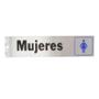 LETRERO DE ALUMINIO PARA PUERTAS MUJERES 20.3 X 5.1 CM