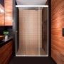 CANCEL PARA BAÑO 196 A 200 X 187 CM RECTANGULAR CRISTAL TEMPLADO BLANCO FIJO Y DOBLE CORREDIZO