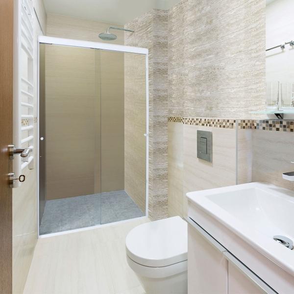 CANCEL PARA BAÑO 101 A 105 X 187 CM RECTANGULAR CRISTAL TEMPLADO BLANCO DOBLE CORREDIZO