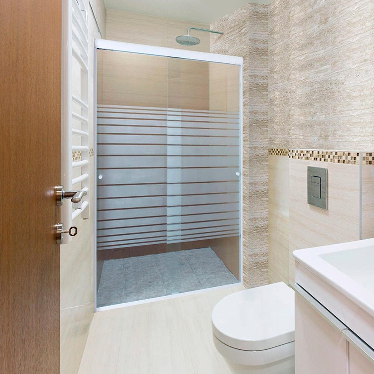 Cancel para baño 141 a 145 x 187 cm rectangular cristal templado blanco doble corredizo