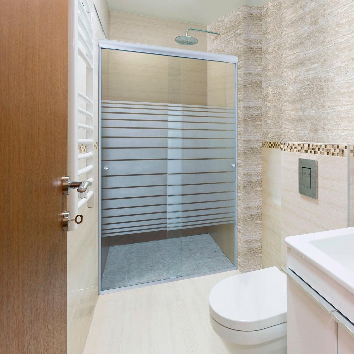 Cancel para baño 151 a 155 x 187 cm rectangular cristal templado plata doble corredizo
