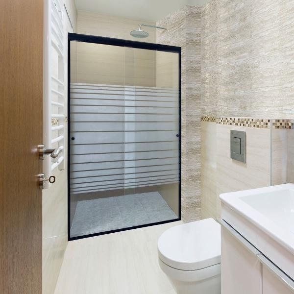 CANCEL PARA BAÑO 111 A 115 X 187 CM RECTANGULAR CRISTAL TEMPLADO NEGRO DOBLE CORREDIZO